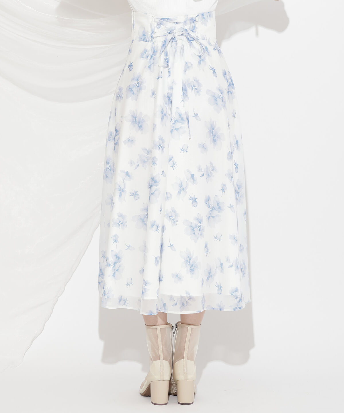 WILLSELECTION「ウォーターフラワープリントスカート」|フレア|