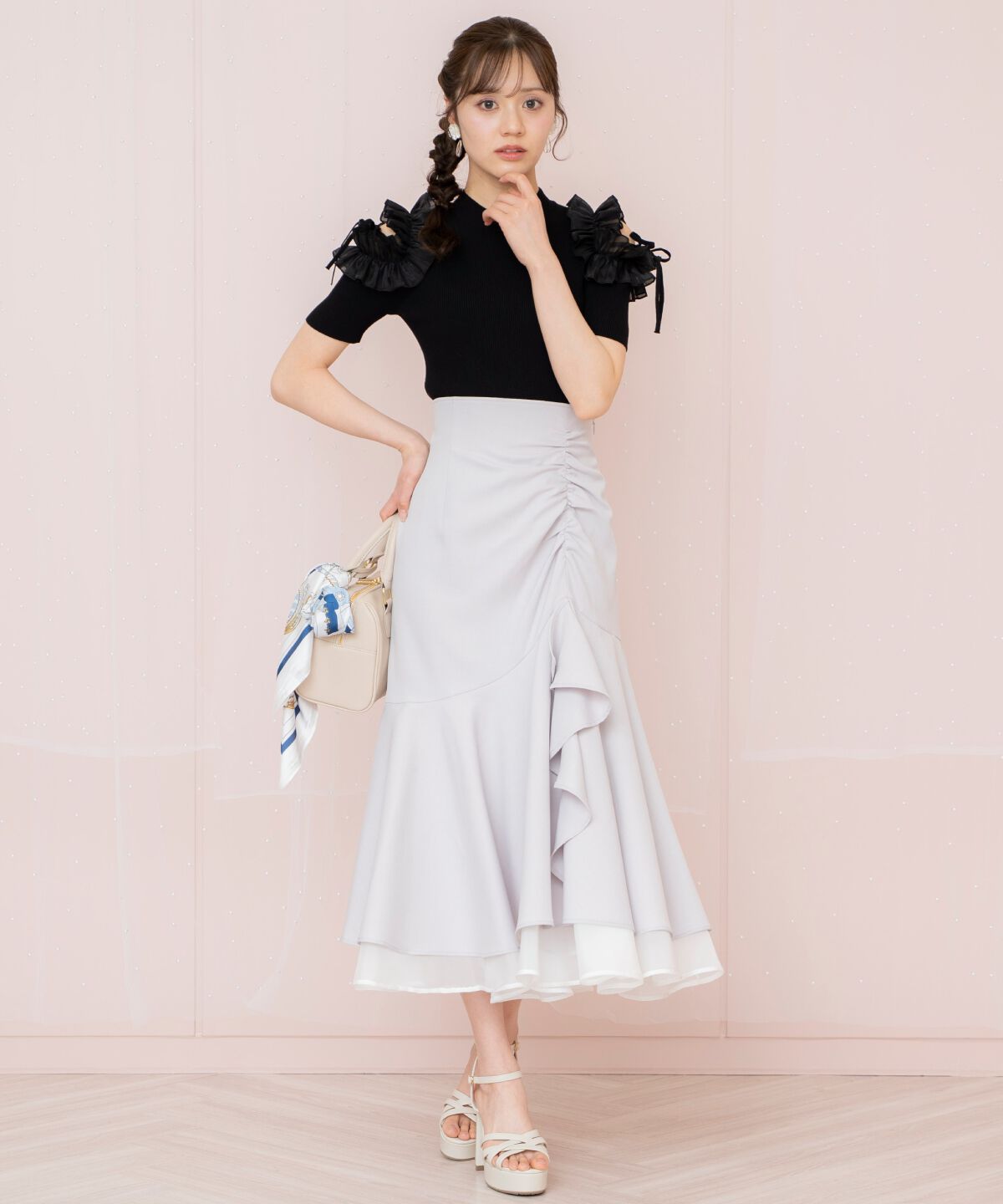 WILLSELECTION「シアーヘムギャザーマーメイドスカート」|フレア|