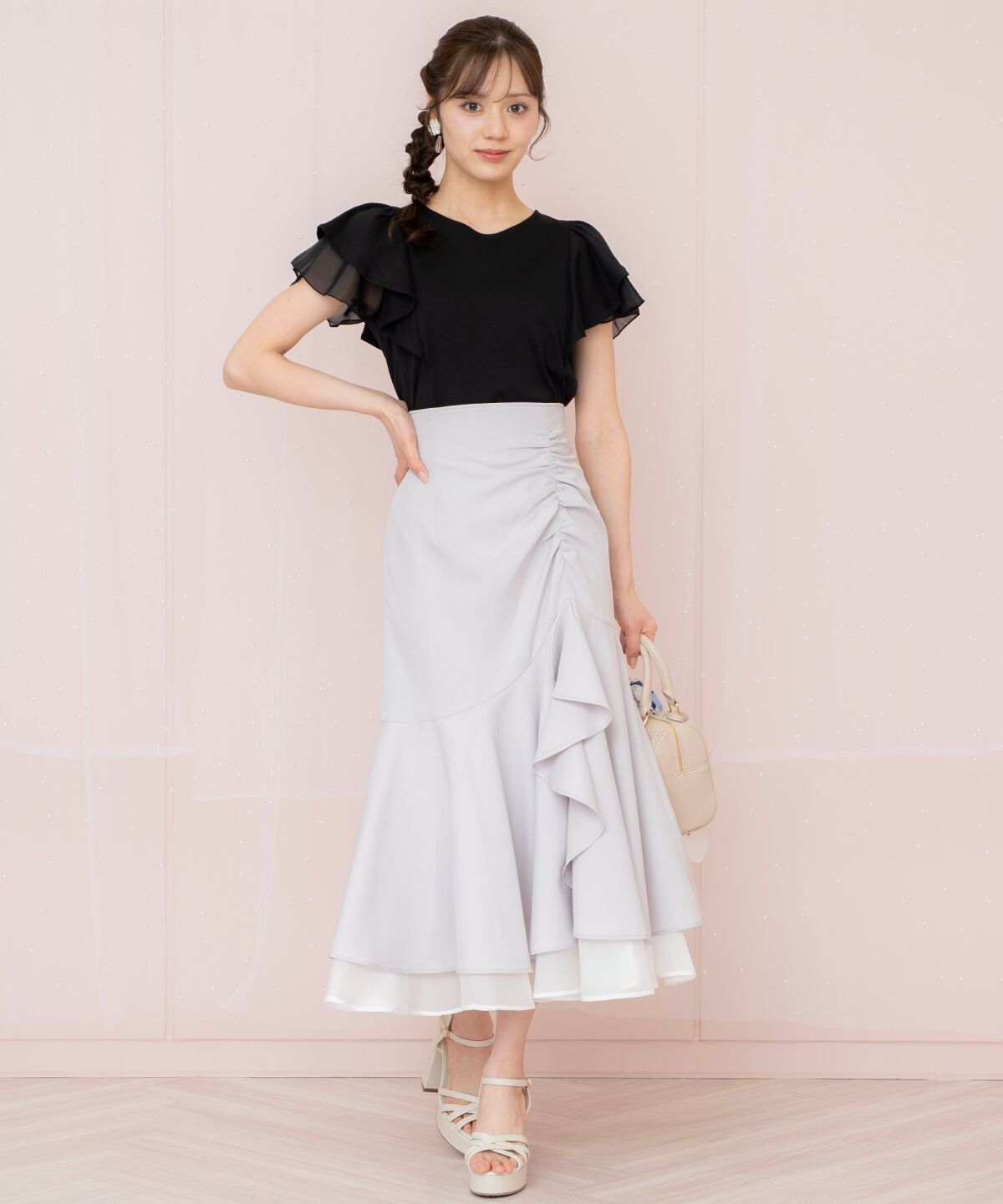 WILLSELECTION「シアーヘムギャザーマーメイドスカート」|フレア|