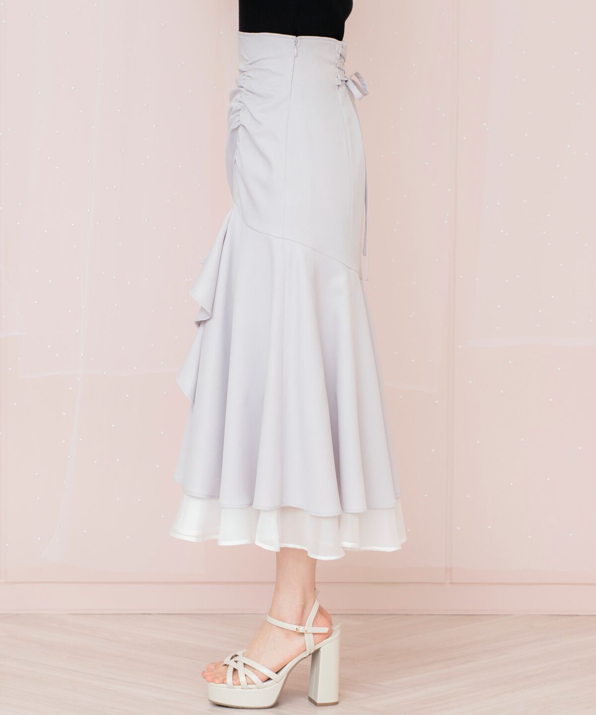 WILLSELECTION「シアーヘムギャザーマーメイドスカート」|フレア|