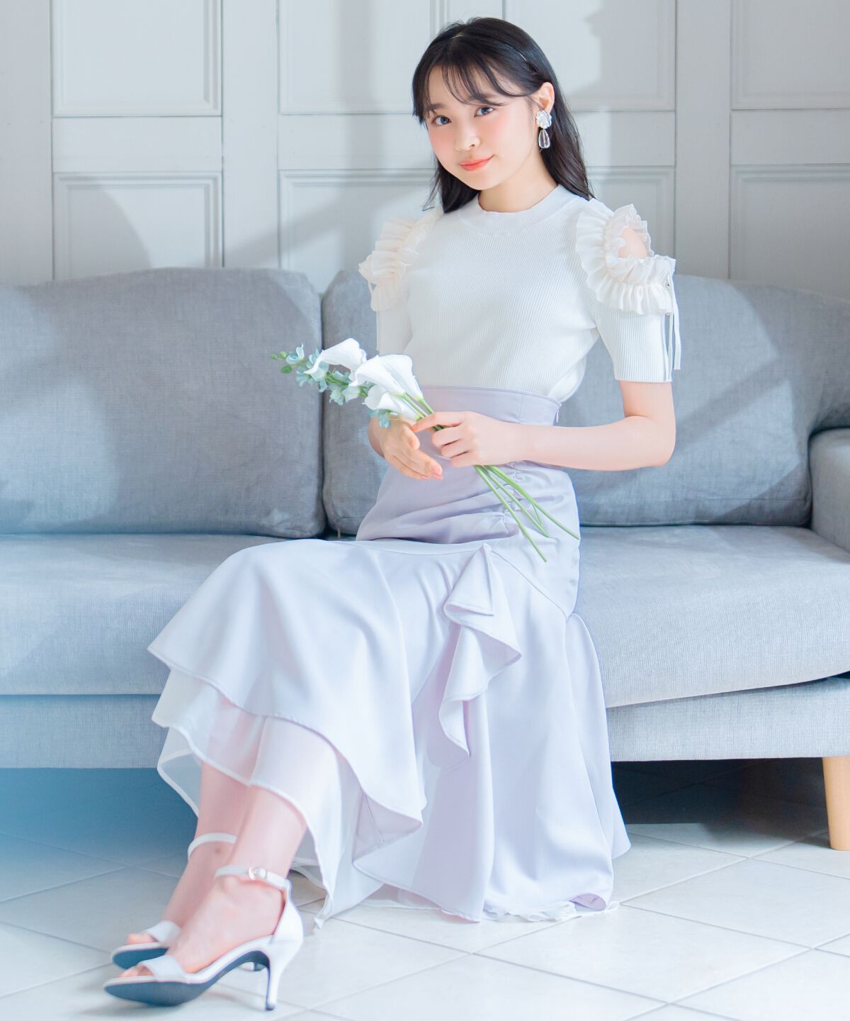 WILLSELECTION「シアーヘムギャザーマーメイドスカート」|フレア|