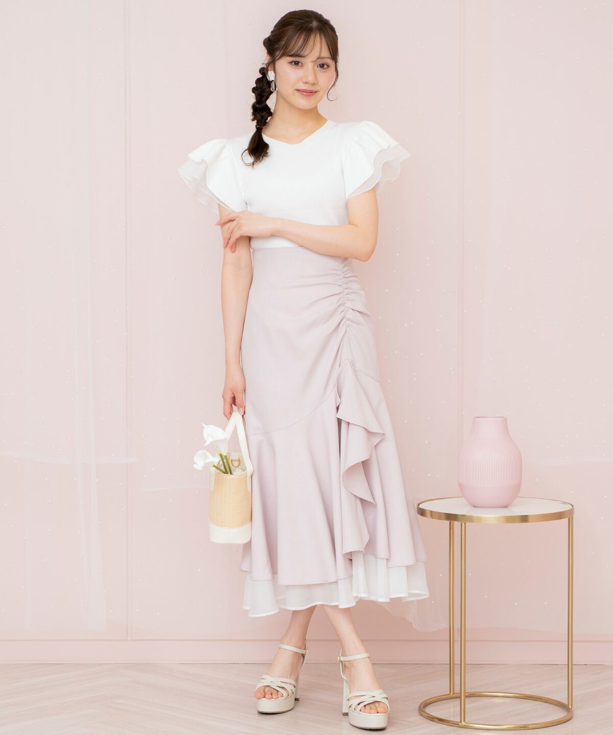 WILLSELECTION「シアーヘムギャザーマーメイドスカート」|フレア|