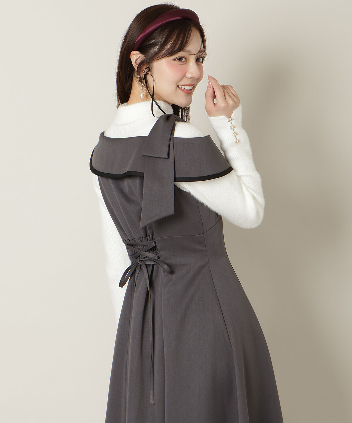 WILLSELECTION「アシンメトリーリボンショルダーワンピース」|ワンピース|