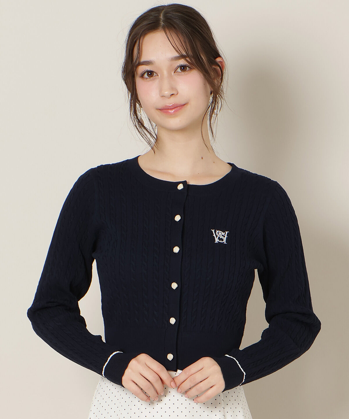 WILLSELECTION「ミニケーブルコンパクトカーディガン」|カーディガン|ネイビー