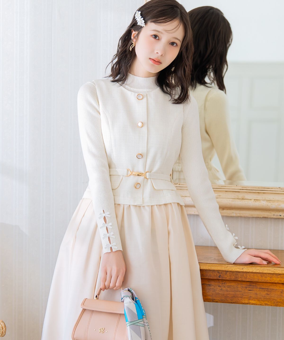 WILLSELECTION「袖リボンラメリブニット」|ニット・セーター|