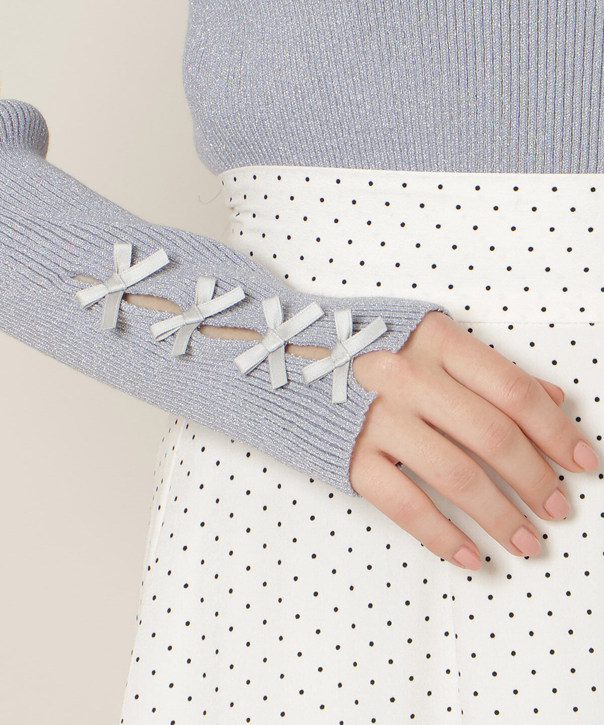 WILLSELECTION「袖リボンラメリブニット」|ニット・セーター|