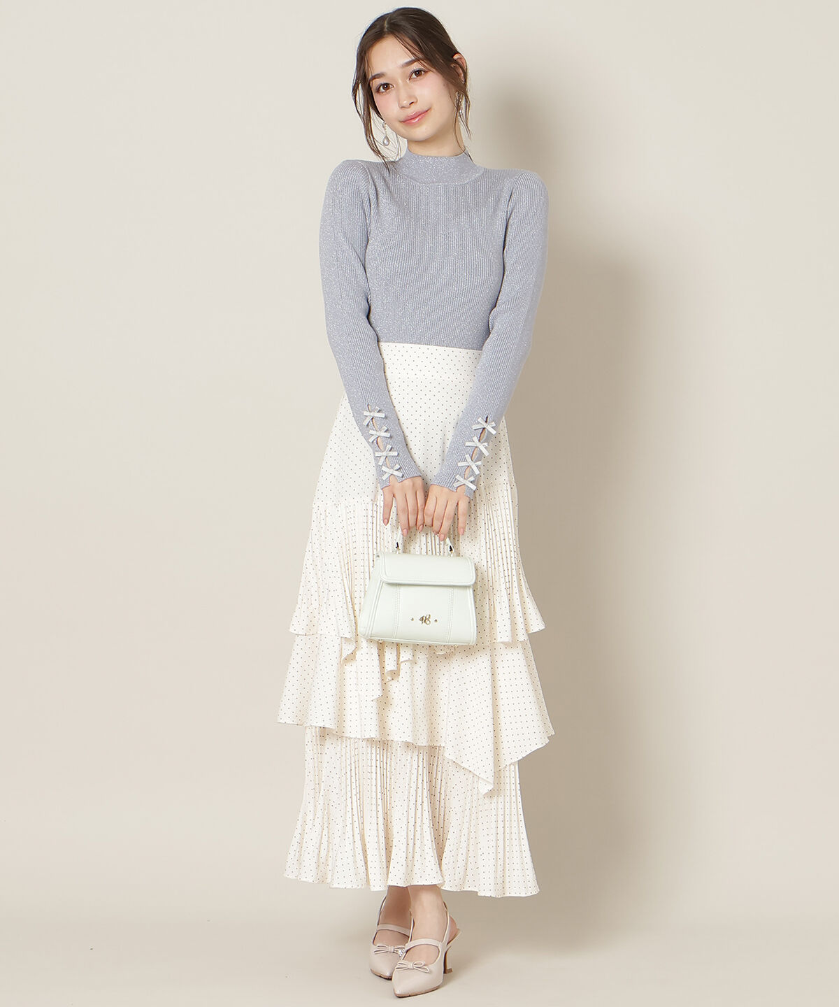 WILLSELECTION「袖リボンラメリブニット」|ニット・セーター|