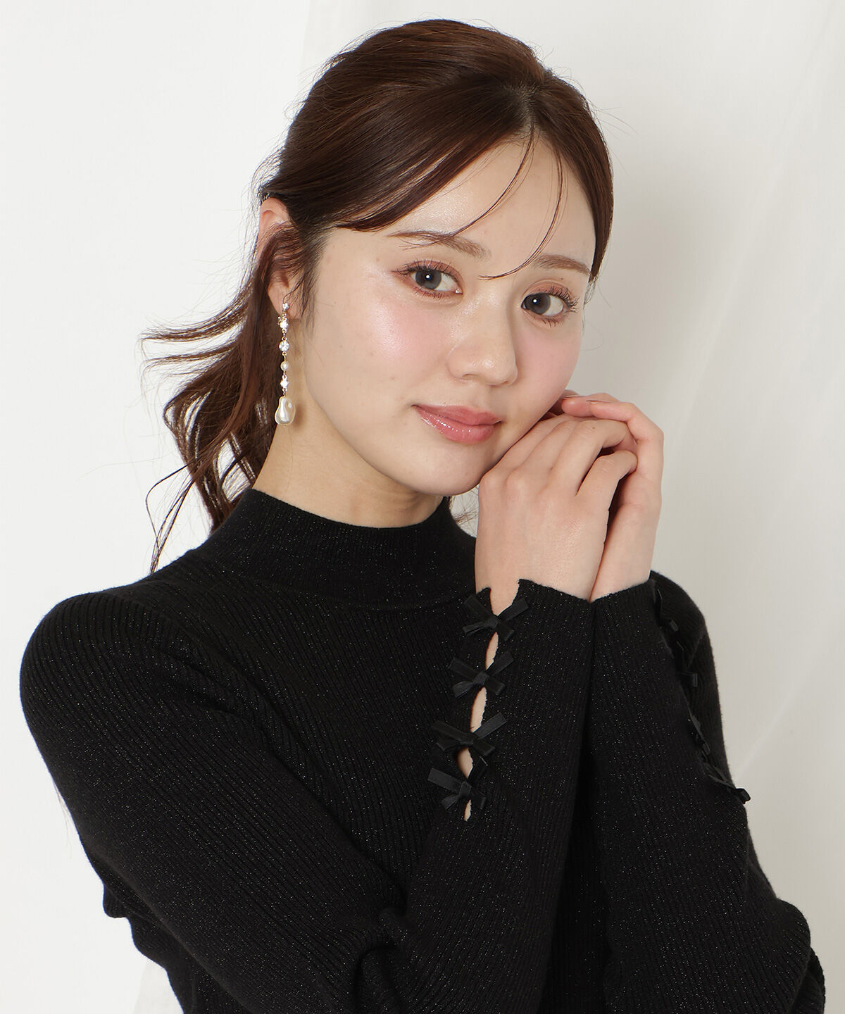 WILLSELECTION「袖リボンラメリブニット」|ニット・セーター|