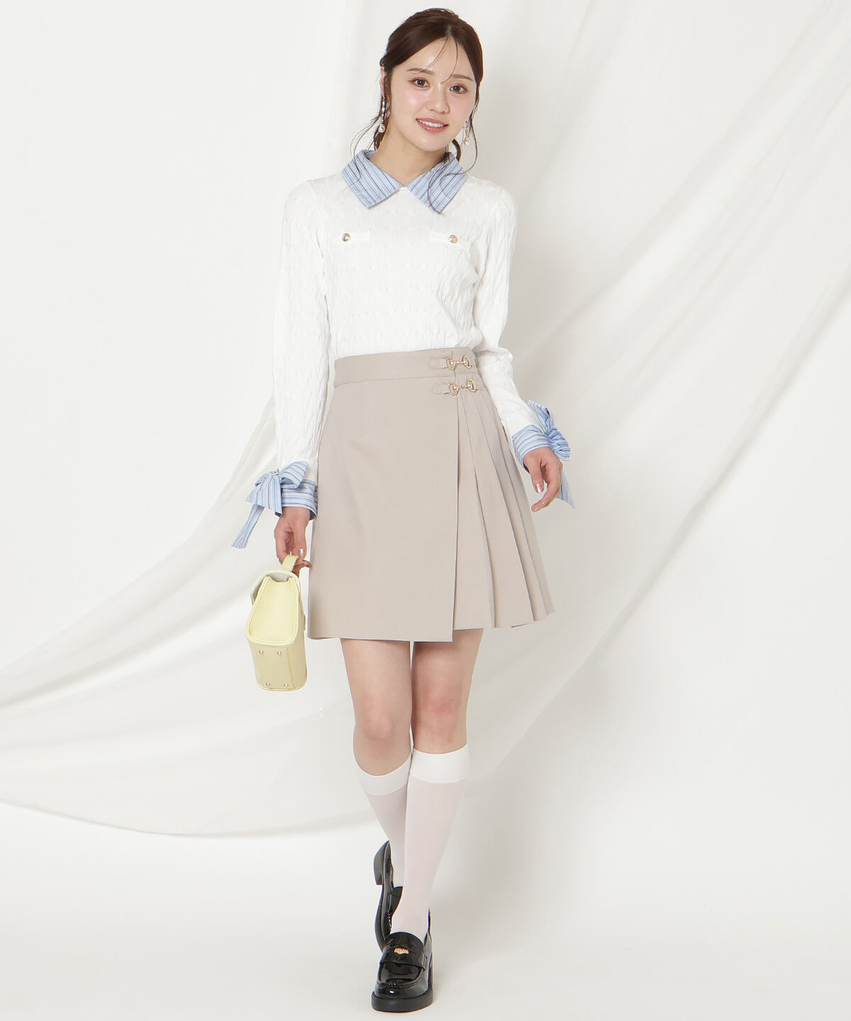 WILLSELECTION「リボンカフスドッキングケーブルニット」|ニット・セーター|