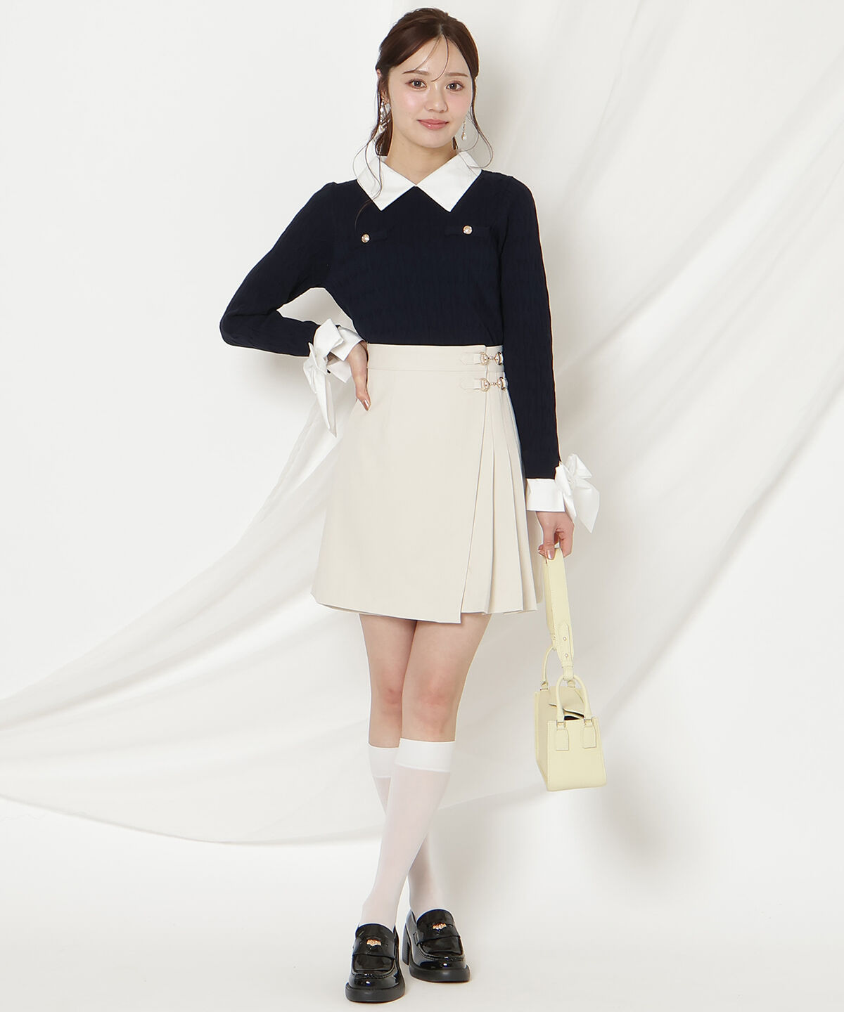 WILLSELECTION「リボンカフスドッキングケーブルニット」|ニット・セーター|