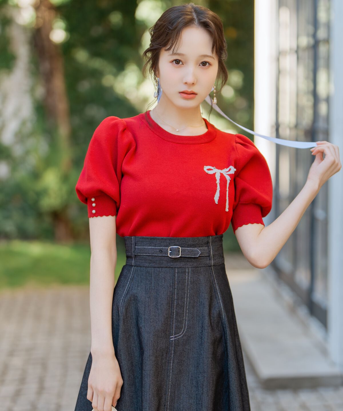 WILLSELECTION「リボンジャガードパフニット」|ニット・セーター|