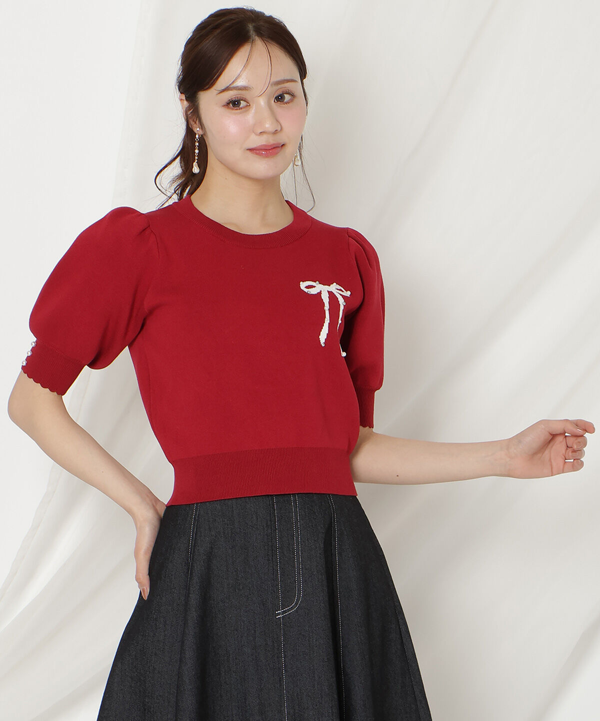 WILLSELECTION「リボンジャガードパフニット」|ニット・セーター|