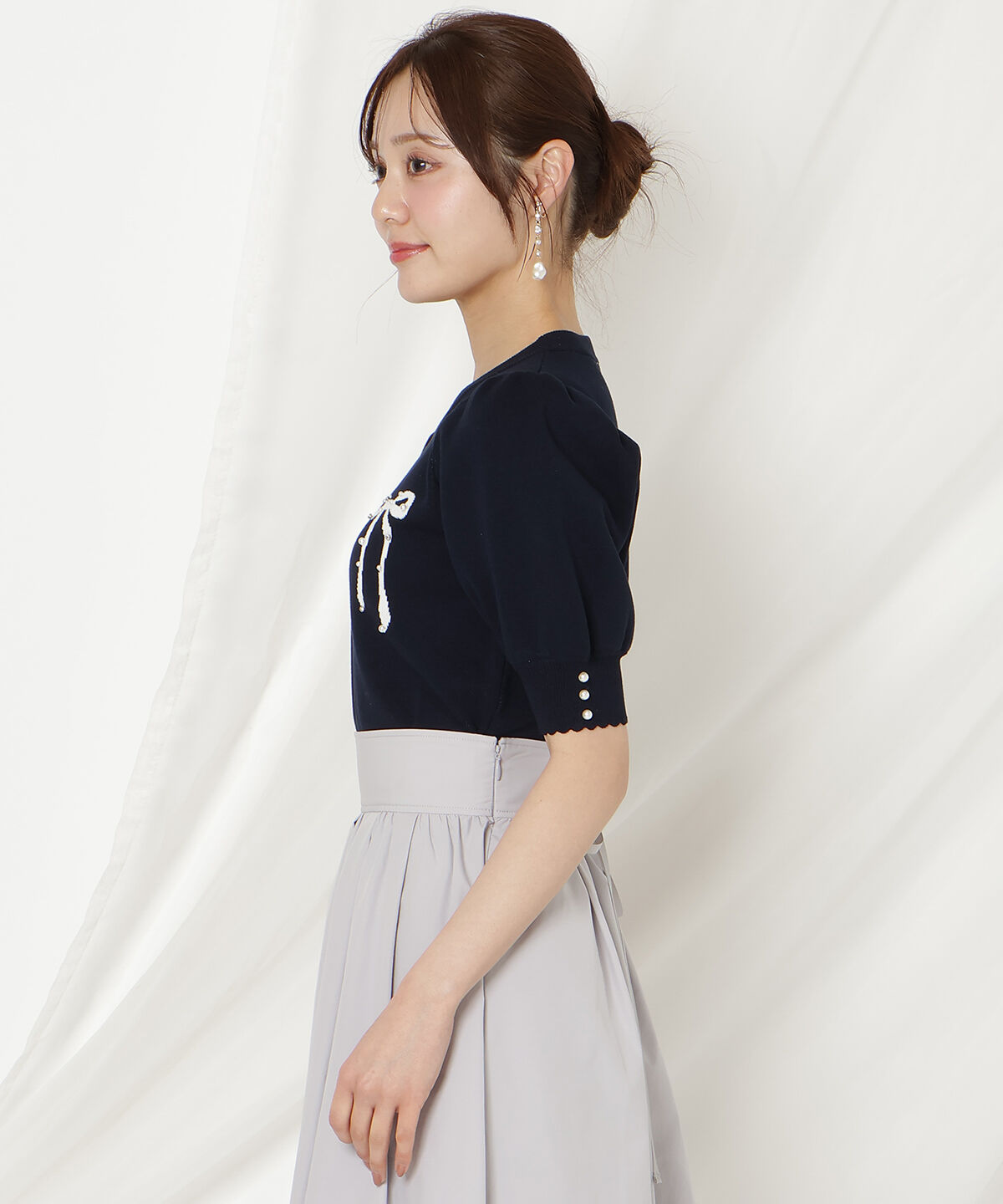 WILLSELECTION「リボンジャガードパフニット」|ニット・セーター|