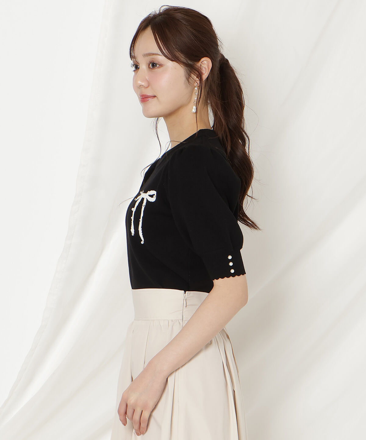 WILLSELECTION「リボンジャガードパフニット」|ニット・セーター|