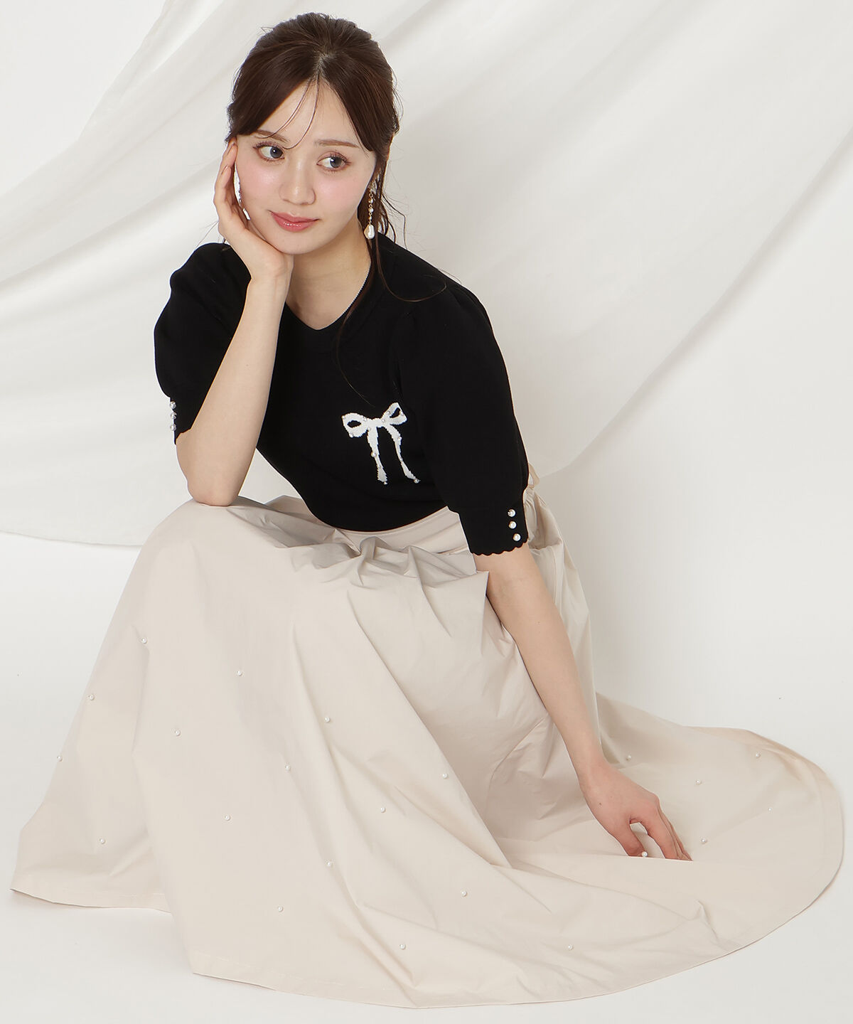 WILLSELECTION「リボンジャガードパフニット」|ニット・セーター|