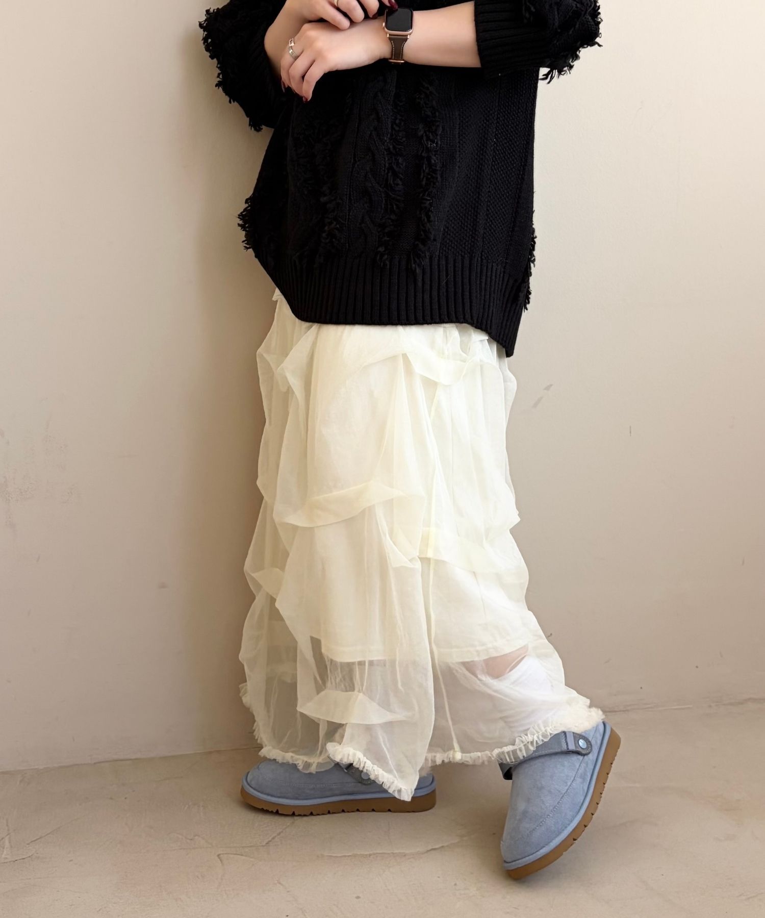 ORiental TRaffic「【 厚底 ・ 軽量 】 ムートン ベルト サンダル /55302 もこもこ 暖かい 防寒」|モカシン|