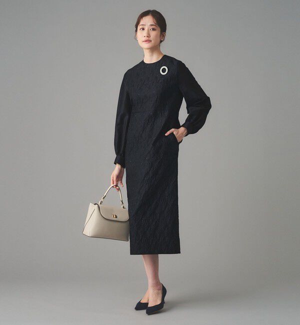 UNITED ARROWS「GISHA 2トーン ジャガード ワンピース」|ワンピース|NAVY