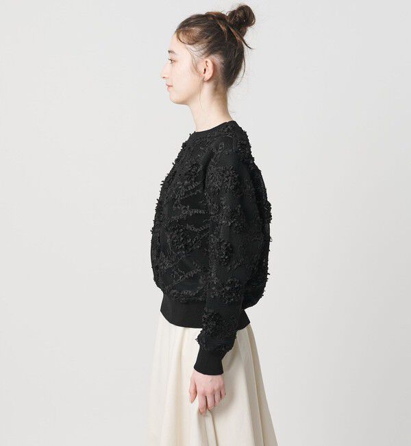 UNITED ARROWS「エンブロイダリーフラワー メッシュ ニット」|ニット・セーター|