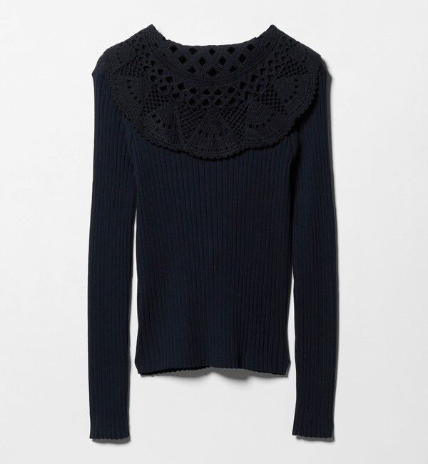 UNITED ARROWS「セーラー エンブロイダリー リブニット ‐ウォッシャブル‐」|ニット・セーター|