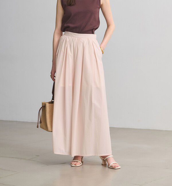 UNITED ARROWS「ギャザー フレア パンツ ‐ウォッシャブル‐」|チノ|LT.PINK