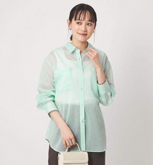 UNITED ARROWS green label relaxing「シアー ストライプ シャツ」|シャツ・ブラウス|