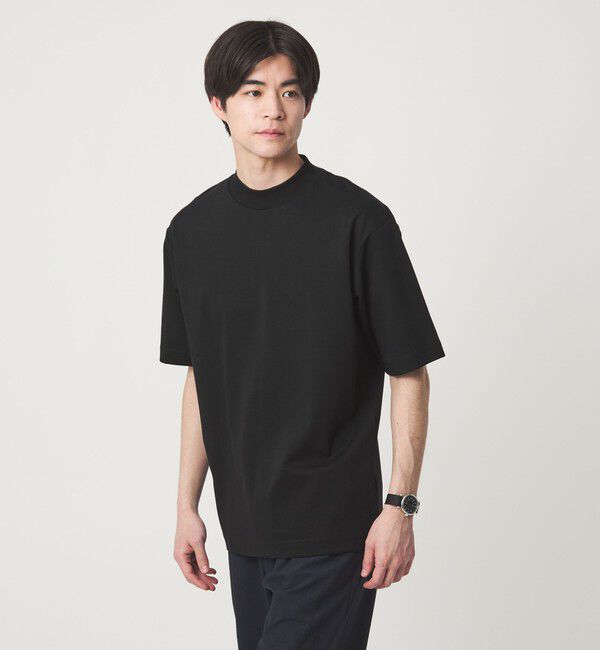 UNITED ARROWS green label relaxing「オーガニックコットン ポンチ モックネック Tシャツ -接触冷感-」|Tシャツ・カットソー|BLACK