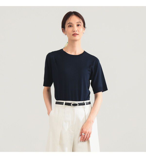 Demi-Luxe BEAMS 「シルク ハーフスリーブ プルオーバー」|ニット・セーター|