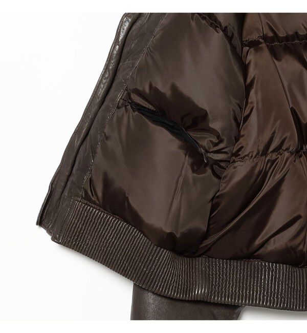 BEAMS「ワイドショートフィット G-1 シープレザー ダウンジャケット」|ブルゾン・スタジャン|