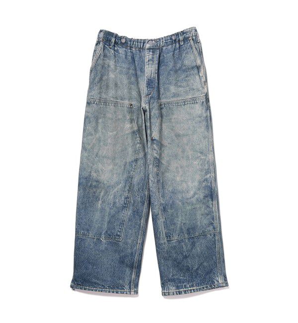 BEAMS「モック プリント ダブルニー スウェットパンツ」|チノ|FADE_NAVY