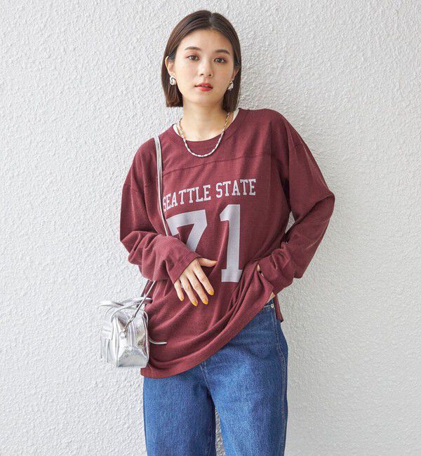 SHIPS for women「〈洗濯機可能〉Odub:フットボール TEE◇」|Tシャツ・カットソー|