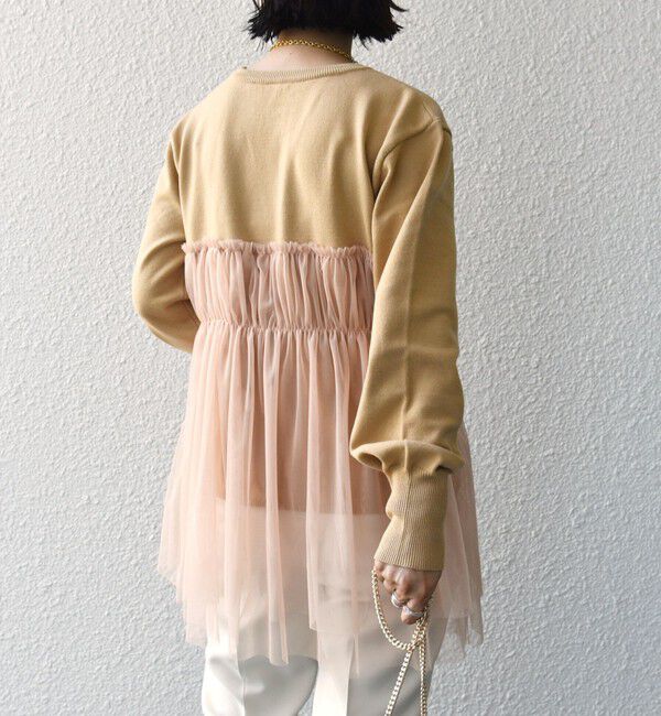 SHIPS for women「* 〈手洗い可能〉チュール ドッキング ニット ◇」|ニット・セーター|