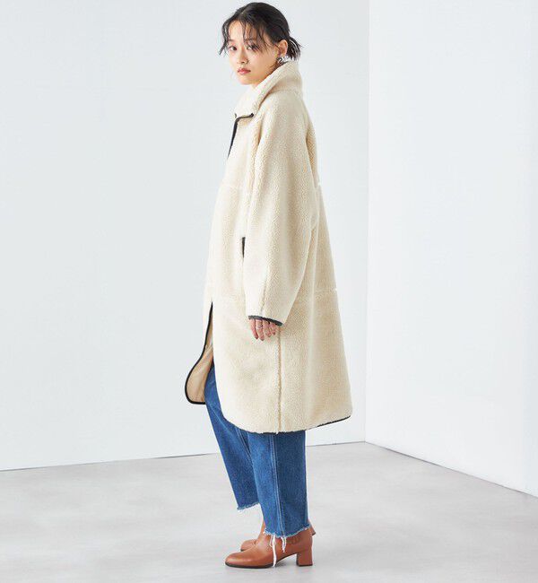 SHIPS for women「* 〈手洗い可能〉パイピング ドルマン ボア コート ◇」|その他|