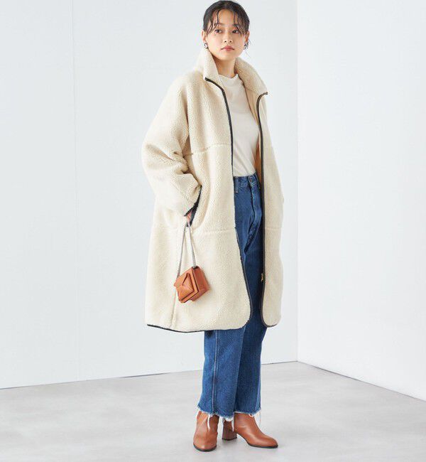 SHIPS for women「* 〈手洗い可能〉パイピング ドルマン ボア コート ◇」|その他|