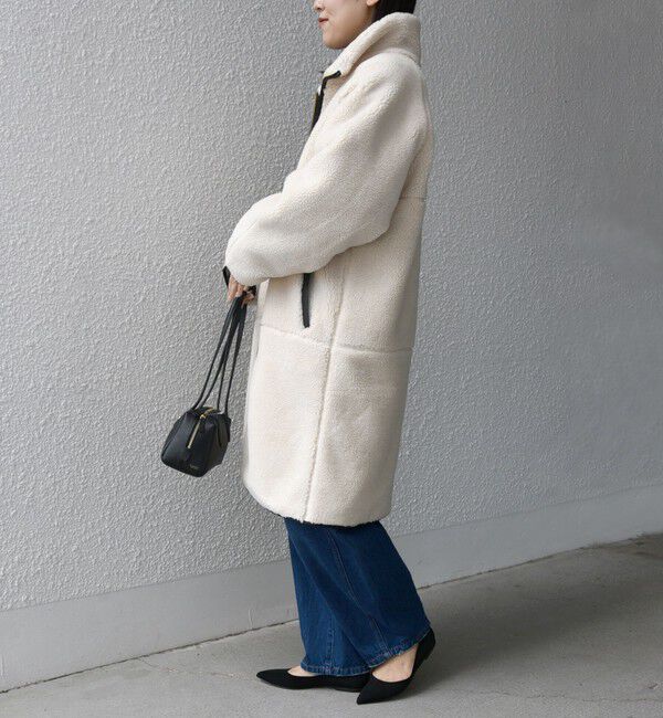 SHIPS for women「* 〈手洗い可能〉パイピング ドルマン ボア コート ◇」|その他|