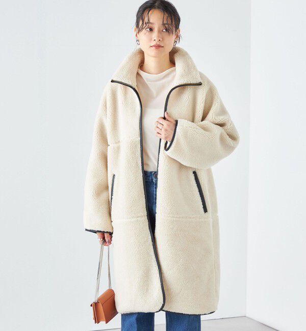 SHIPS for women「* 〈手洗い可能〉パイピング ドルマン ボア コート ◇」|その他|