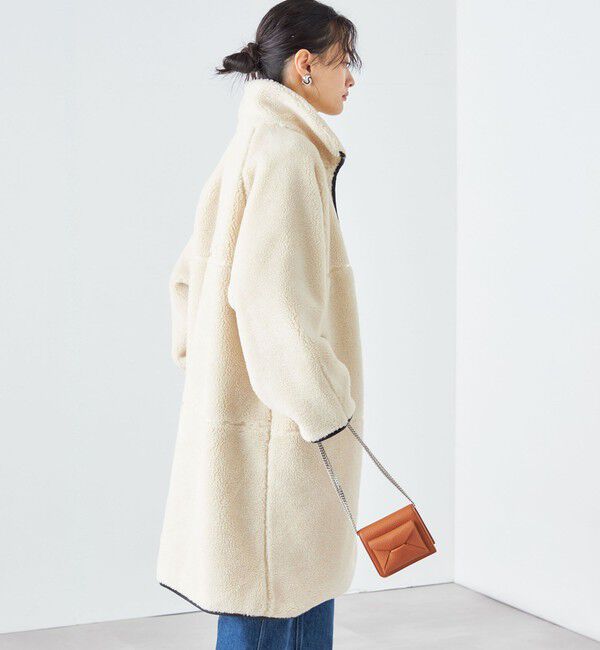 SHIPS for women「* 〈手洗い可能〉パイピング ドルマン ボア コート ◇」|その他|