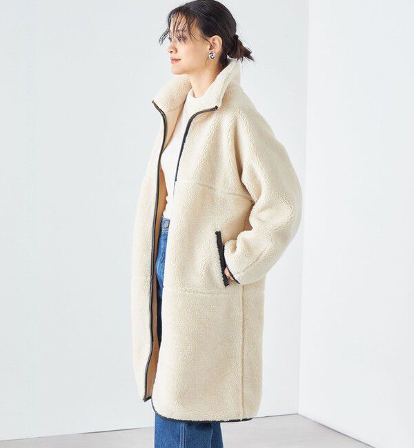 SHIPS for women「* 〈手洗い可能〉パイピング ドルマン ボア コート ◇」|その他|