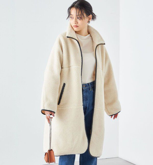 SHIPS for women「* 〈手洗い可能〉パイピング ドルマン ボア コート ◇」|その他|