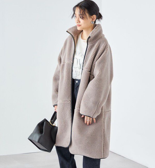 SHIPS for women「* 〈手洗い可能〉パイピング ドルマン ボア コート ◇」|その他|