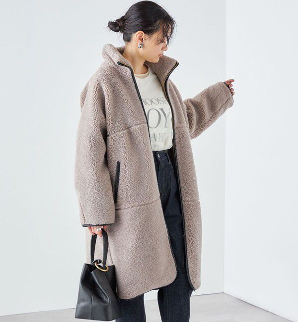 SHIPS for women「* 〈手洗い可能〉パイピング ドルマン ボア コート ◇」|その他|