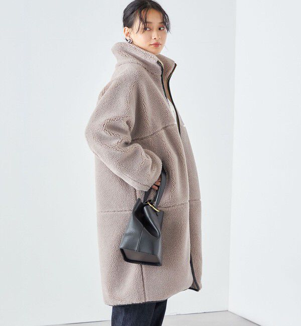 SHIPS for women「* 〈手洗い可能〉パイピング ドルマン ボア コート ◇」|その他|