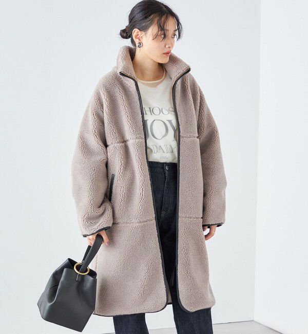 SHIPS for women「* 〈手洗い可能〉パイピング ドルマン ボア コート ◇」|その他|