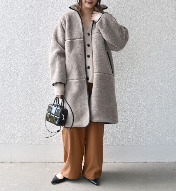 SHIPS for women「* 〈手洗い可能〉パイピング ドルマン ボア コート ◇」|その他|