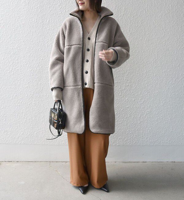 SHIPS for women「* 〈手洗い可能〉パイピング ドルマン ボア コート ◇」|その他|