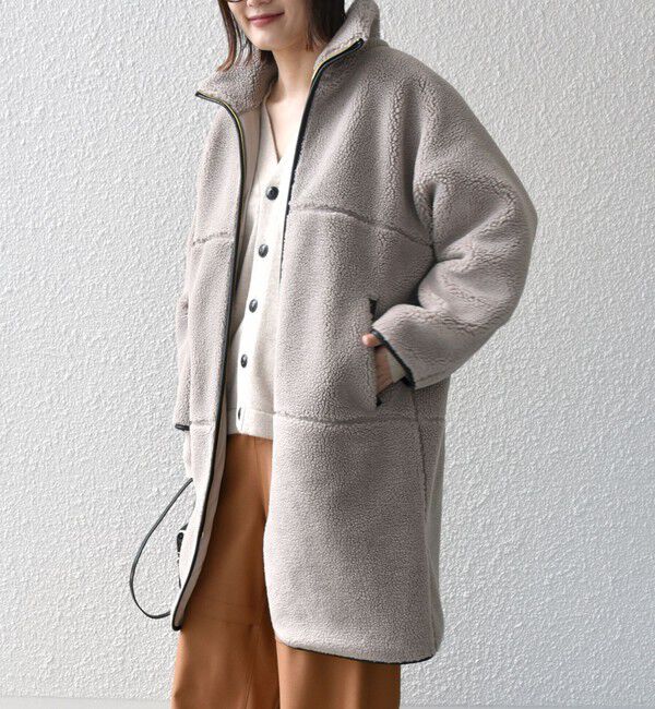 SHIPS for women「* 〈手洗い可能〉パイピング ドルマン ボア コート ◇」|その他|