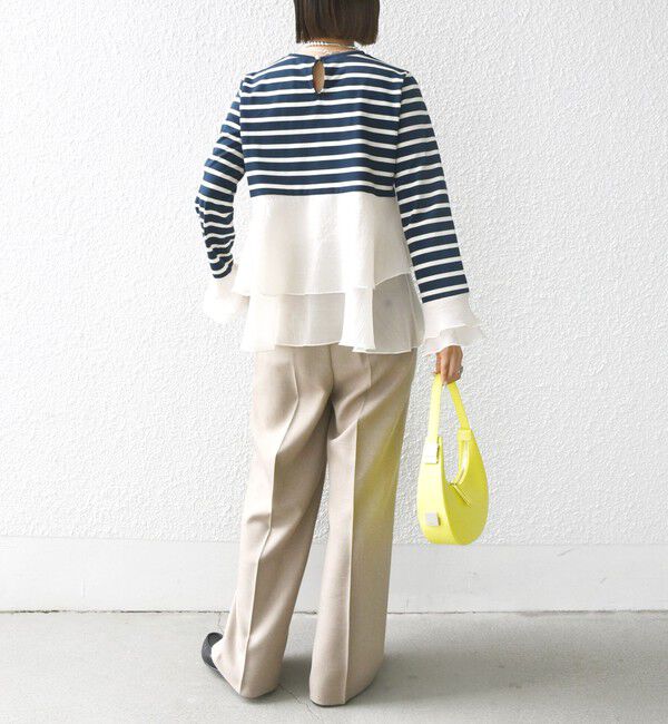 SHIPS for women「【WEB限定】〈手洗い可能〉ボーダー フリル ティアード プルオーバー」|Tシャツ・カットソー|