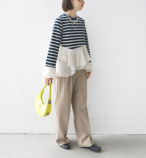 SHIPS for women「【WEB限定】〈手洗い可能〉ボーダー フリル ティアード プルオーバー」|Tシャツ・カットソー|