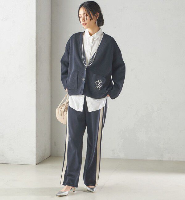 SHIPS for women「〈手洗い可能〉ワンポイント 刺繍 Vネック カーディガン」|カーディガン|