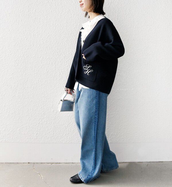 SHIPS for women「〈手洗い可能〉ワンポイント 刺繍 Vネック カーディガン」|カーディガン|