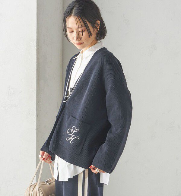 SHIPS for women「〈手洗い可能〉ワンポイント 刺繍 Vネック カーディガン」|カーディガン|